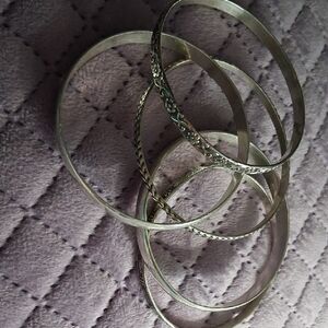 Chic Silver Bangle Set for Kids